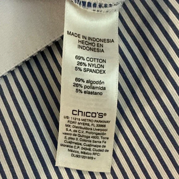 Chicos Perfect Stretch Wide Crop Pants Blue White Stripe Size 3 US 16 NEW - Picture 3 of 8